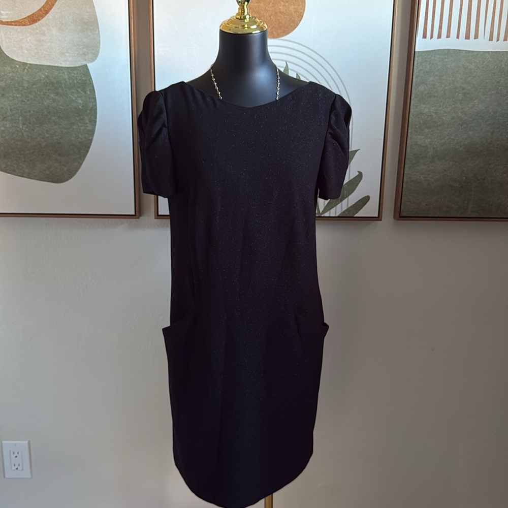 ✨ Promod Black Sparkle Accented Short Sleeve Dress